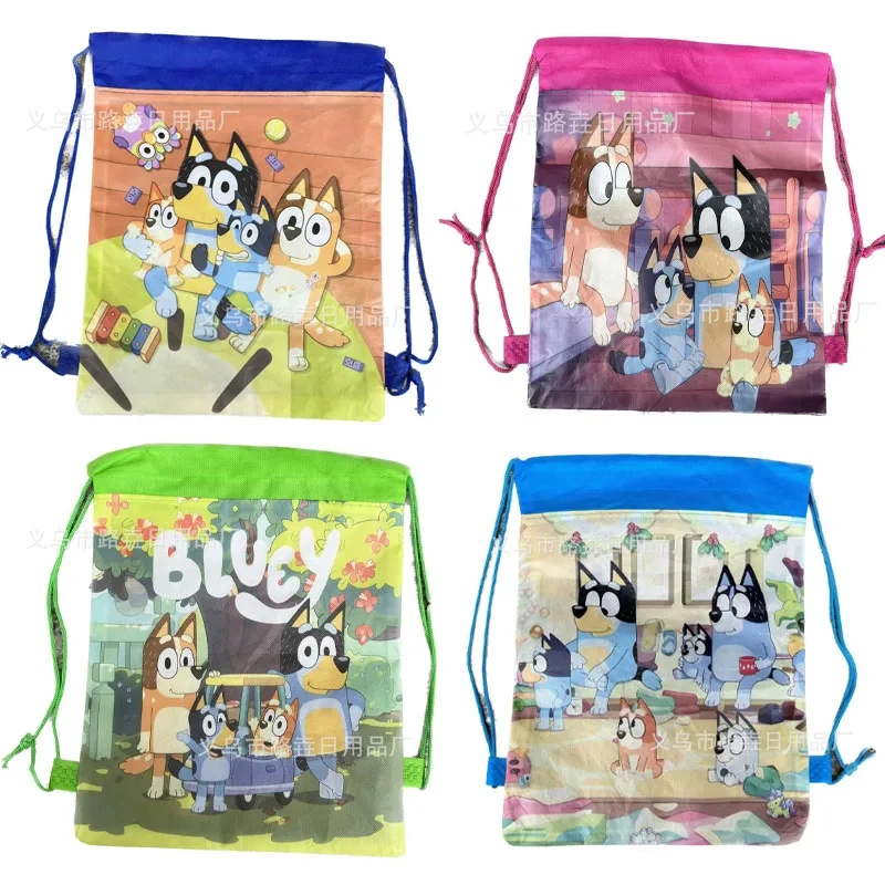 Bluey Family Bingo Bandit Chilli Figures Cartoon Cute Non Woven Drawstring Bag Bundle Pocket Storage Bag Children'S Gift