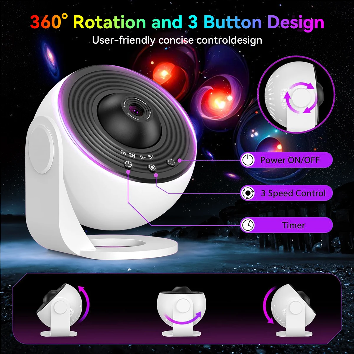 14 in 1 Galaxy Projector USB Powered LED Night Light 4K HD Film Dynamic Atmosphere Lamp for Planetarium Bedroom Children Gifts - view 3