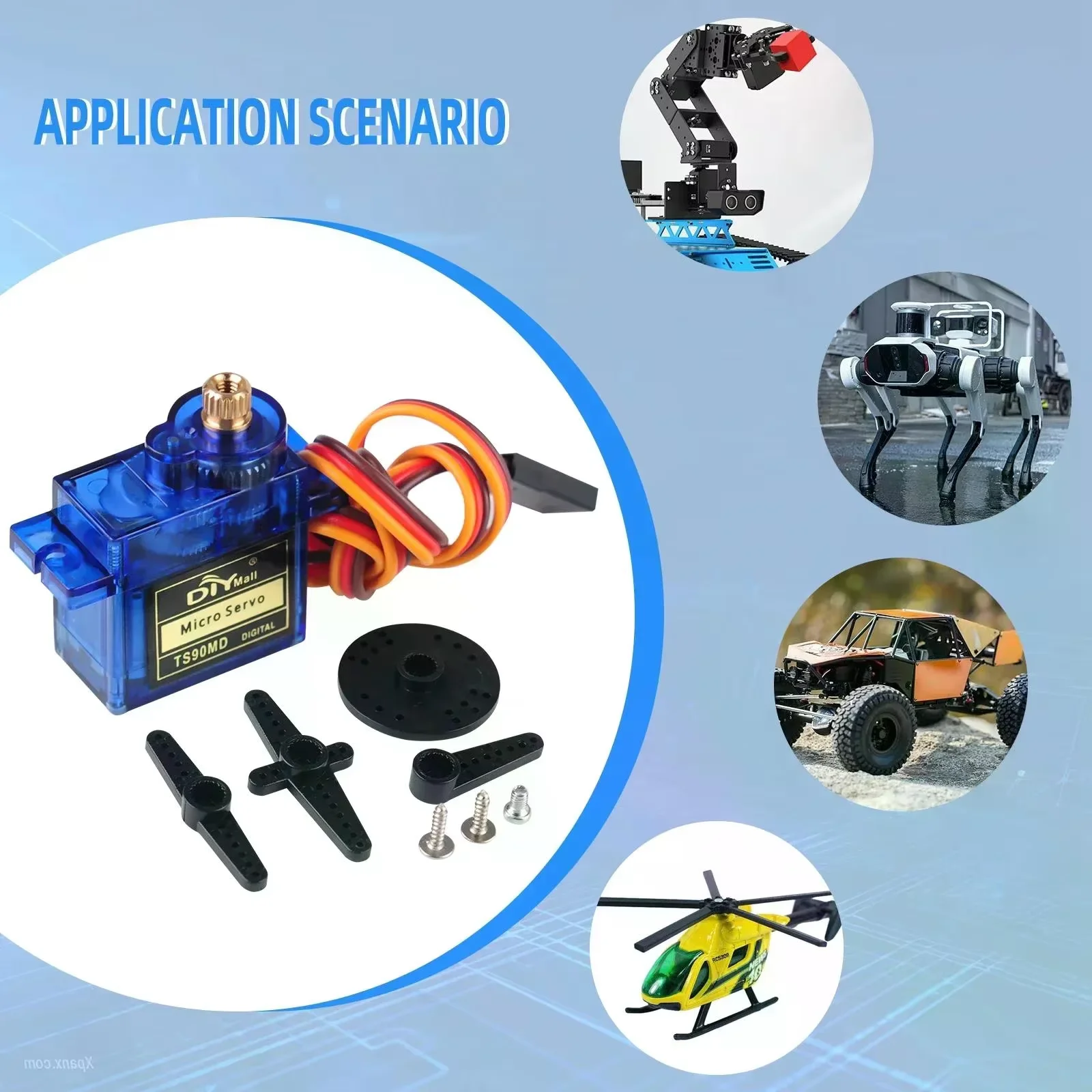 9g 4,8-6,0V TS90MD volledig metalen tandwiel digitale servo 180/270 graden hoek regelbaar blauw voor RC vliegtuigen robot DIY-projecten