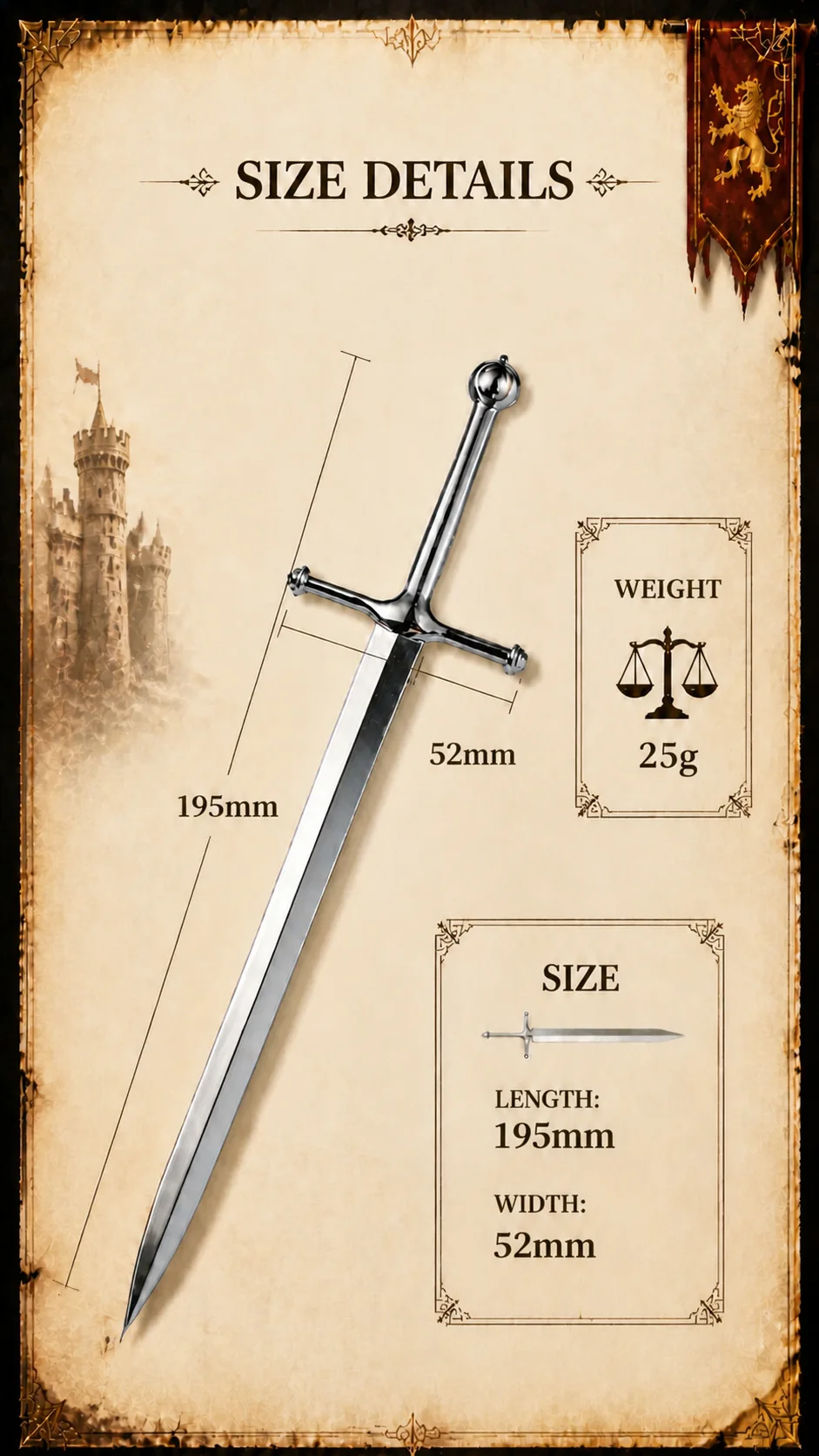 Letter Opener Envelope Mail Cutter Tool Sword Alloy Vintage Not Sharp Sword For Office Decoration Desk Collection Gift Props - view 6