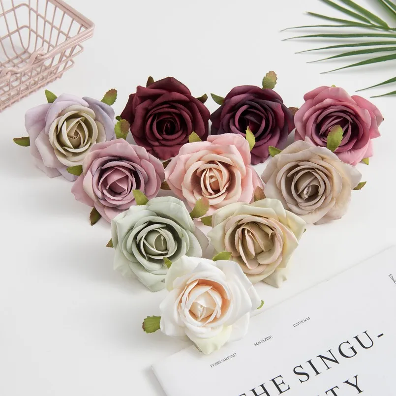 50/100 Stück Künstliche Blumen Günstige Kränze Hochzeit Festival Wohnzimmer Wanddekoration Requisiten Scrapbook-Zubehör Seidenrosen – Detail 2