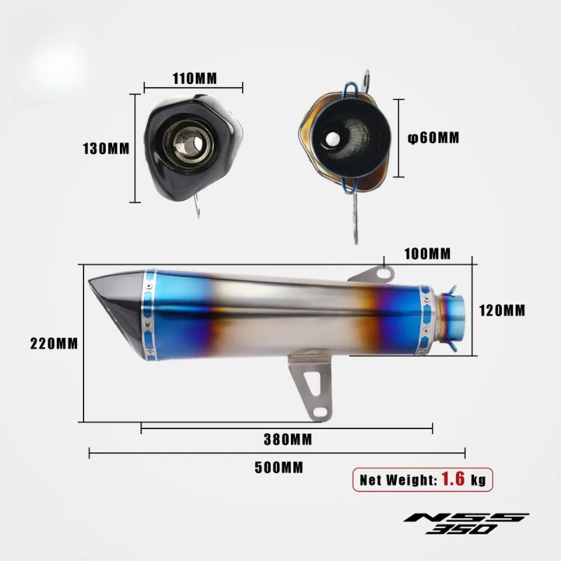 Full Size Custom Motorcycle Exhaust PipeRS Original Factory For ADV350 Forza300 Motorcycle Exhaust Pipe Full Section Modif