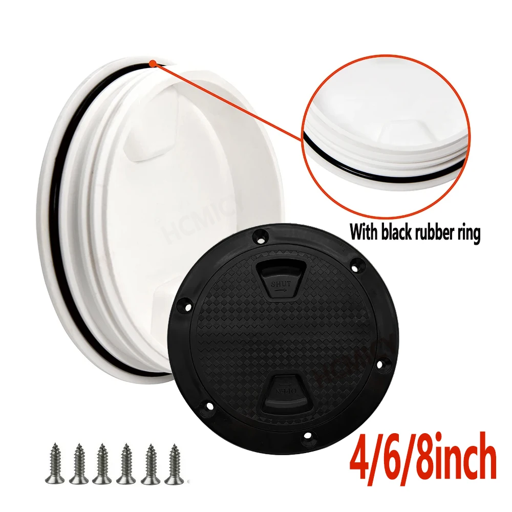 

4, 6, 8-дюймовый черный, белый цвет, аксессуары для лодок, люк для лодки, круглый нескользящий инспекционный люк со съемной крышкой для морской лодки, яхты