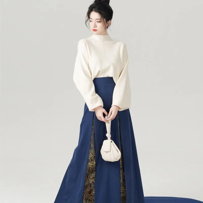 Winter Pre-sale 30 Days to Ship Original Ming Song Hanfu Dress Sweater Horse Face Dress Hanfu Costume