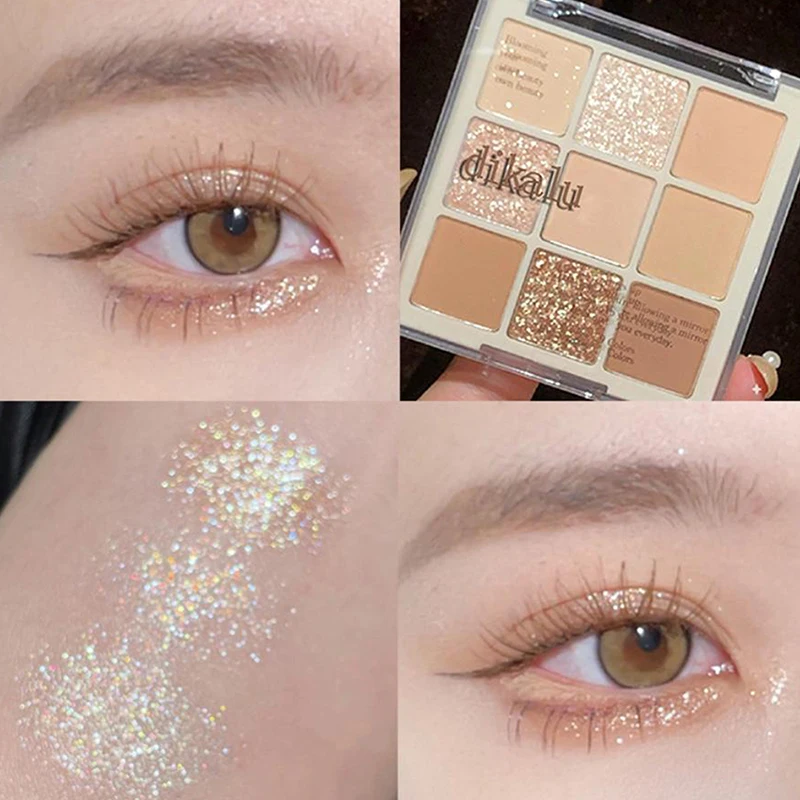 1Pc DIKALU 9 Colors Neon Glitter Eyeshadow Palette Korean Professional Makeup Cosmetic Eye Shadows Palette