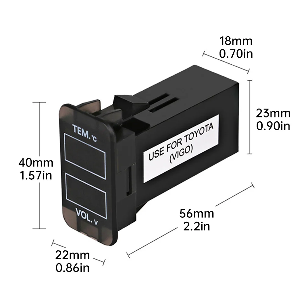 0~30V LED Digital Voltmeter Temperature Gauge Voltage Dual LED Display 55cm Wire Length Durable Quality For TOYOTA Car Dedicated