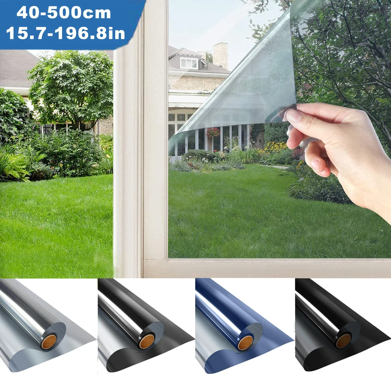 40-100cm Window Privacy Tint Film One Way Mirror Vinyl Anti Look House For Home Foil Non Adhesive Glass Static Cling Stickers UV