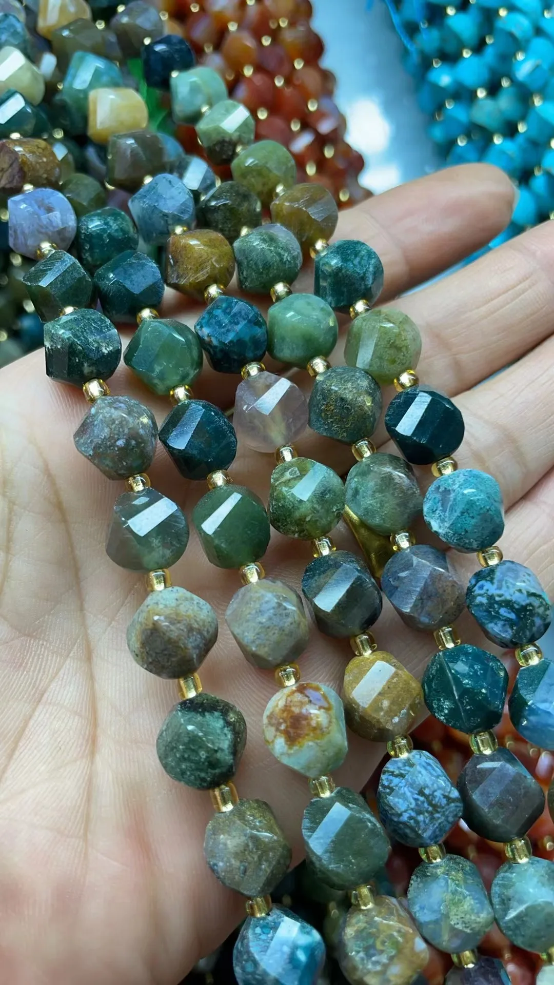 Natural lndia Agate Twist Beads Cut face 10x10mm 8x8mm Length Dagree 39cm10m 31Grain 8m35Grain