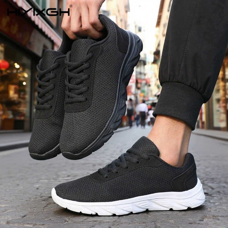 

Lightweight Black Men's Running Shoes Summer Outdoor Mesh Anti Slip Trend Sneakers Simple Versatile Men's Vulcanized Shoes 2026