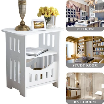 Moderne houten opbergtafel in Scandinavische stijl - multifunctionele nacht- en woonkamerorganizer, niet-waterdicht houtmateriaal