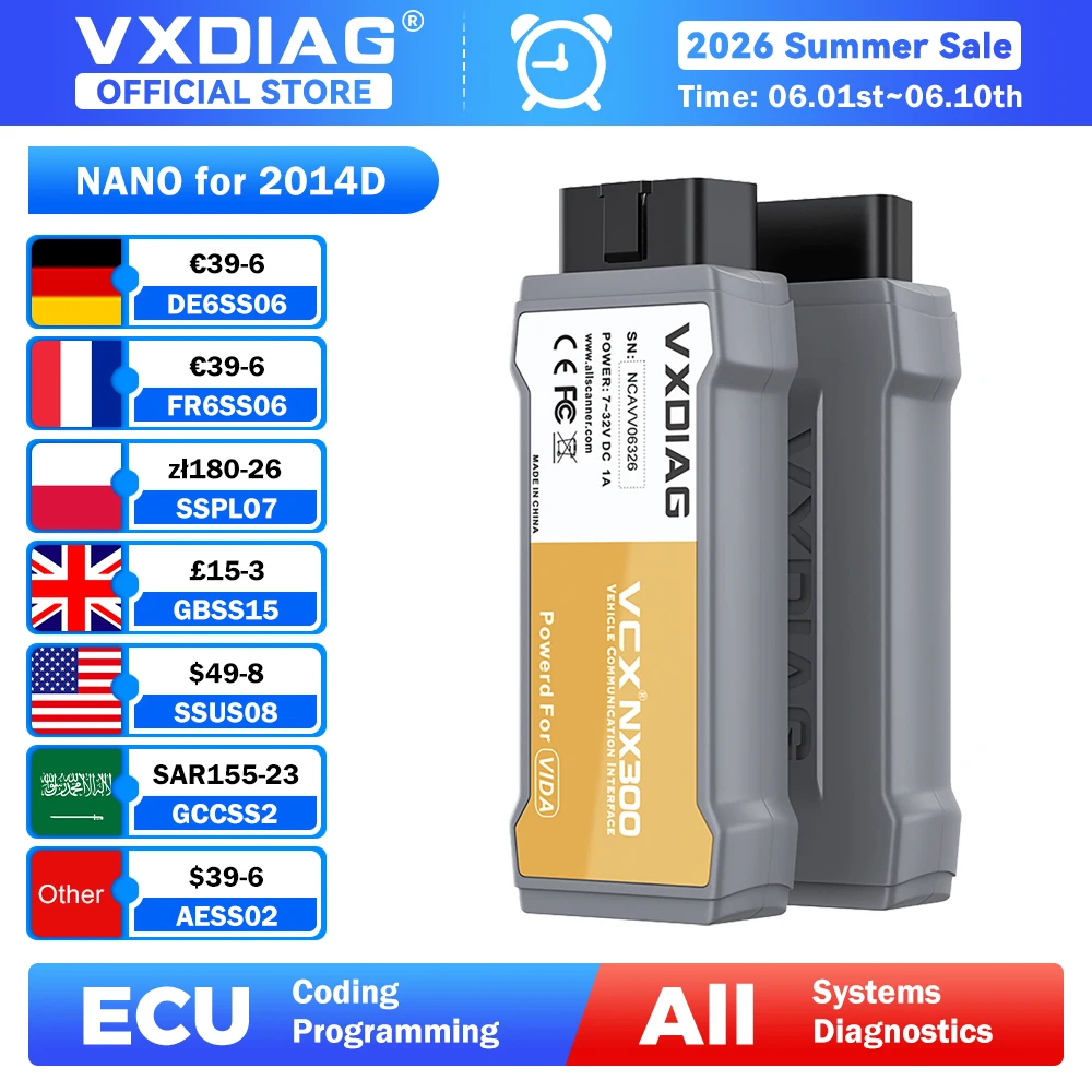 VXDIAG VCX NANO Car OBD2 Scanner Diagnostic Tool NX300 2014D All