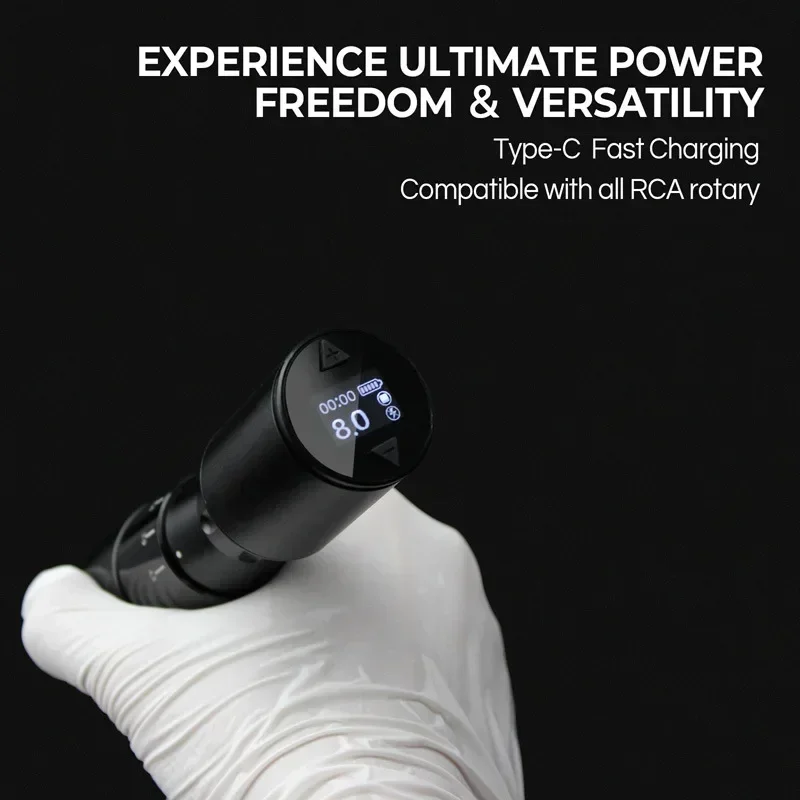 1500mAh Wireless Tattoo Power Supply Portable Fast Chargering Battery RCA Interface LCD Digtal  Rotary Tattoo Machine Adapter