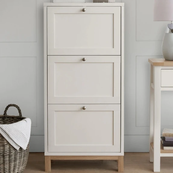 xx-Modern White Fluted Front 2 Door Wooden Shoe Cupboard*
