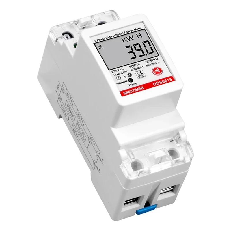 AC88-2P DIN-Rail Single-Phase Energy Meter Multifunction AC220V 5(60)A Voltage Current Power Energy Meter With RS485 Modbus