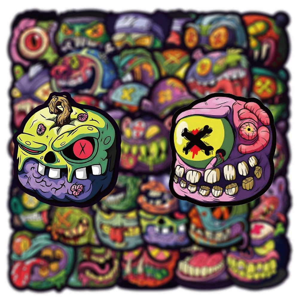 10/30/54Pcs Horror Cartoon Zombie Monster Head Graffiti Stickers Gothic Decals Toy DIY Suitcase Laptop Guitar Cool Sticker Packs