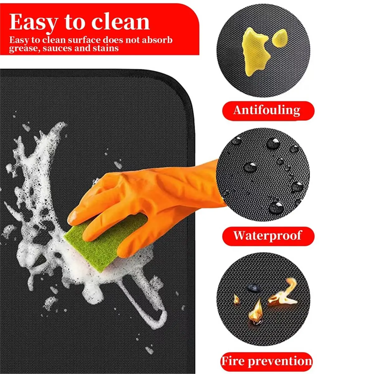 Fireproof Hearth Rug 165x91cm, Heat Fireplace Mat for Wood Stoves, Fire Pit or BBQ, Protects Floors