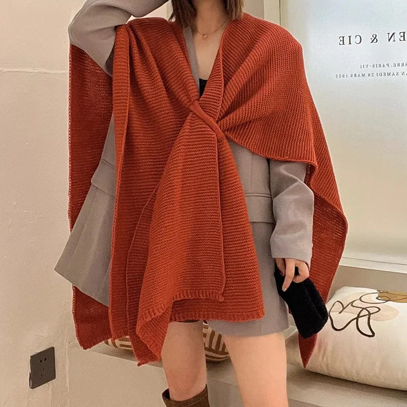 

Women Scarf Elegant Women's Knitted Shawl Wrap Cardigan Cape in Imitation Cashmere Wool Cashmere Blend Comfortable Top Wh13