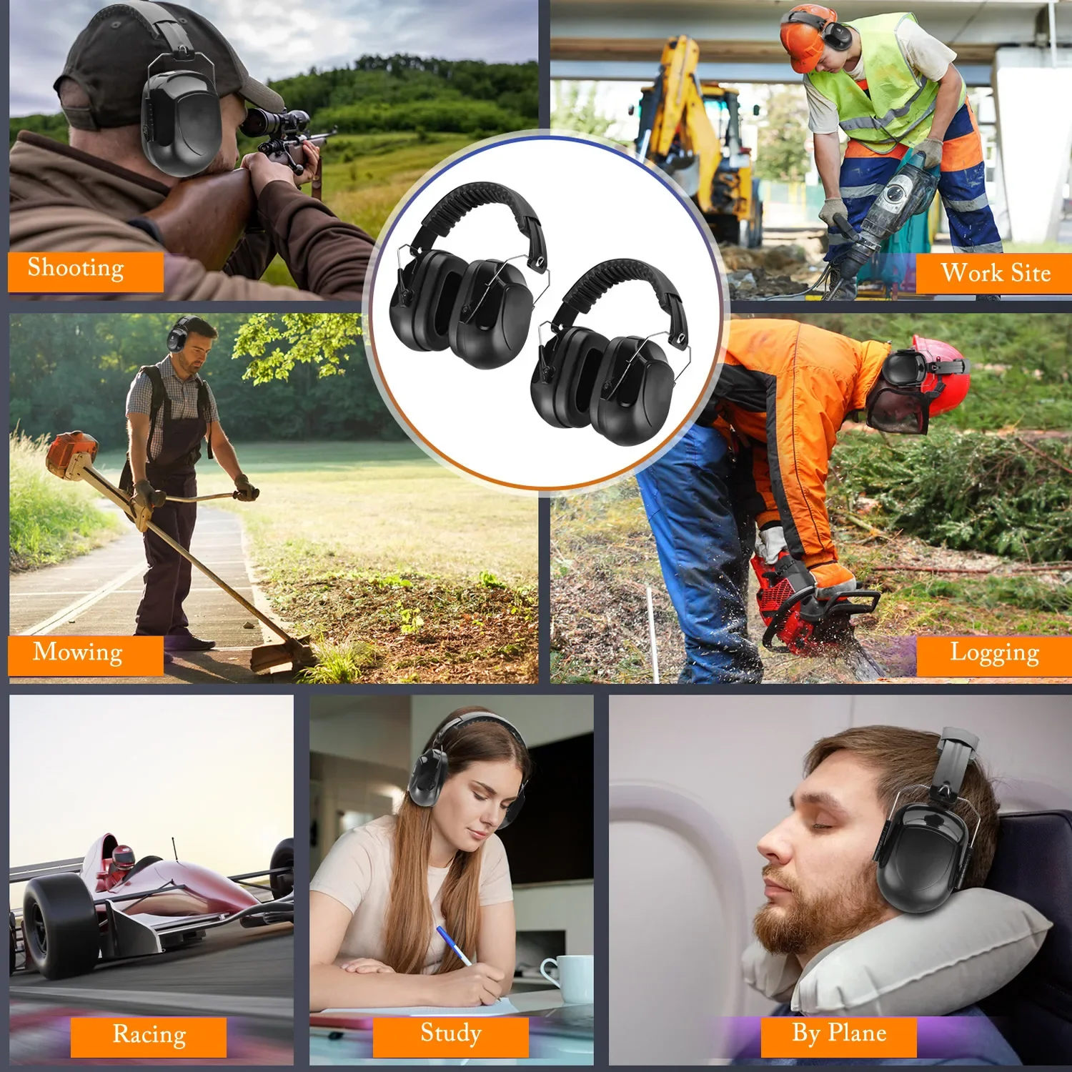 Adjustable Head Earmuffs SNR-34dB Noise Reduction Foldable Ear Protector For Work Study Shooting Woodwork Hearing Protection