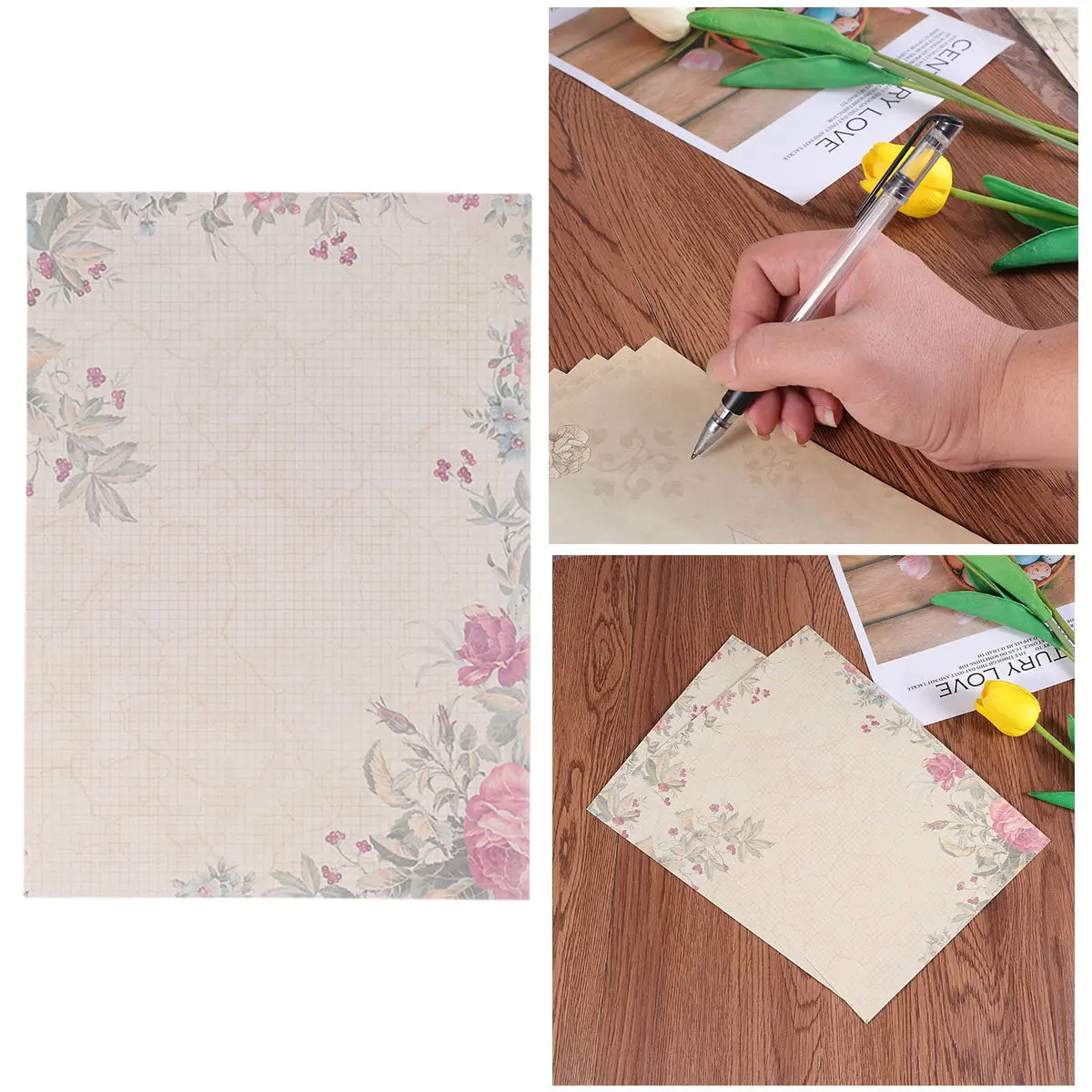 50Pcs Vintage Stationery Paper Set Elegant Letter Writing Paper for Notes Correspondence Calligraphy Graffiti Romantic Design