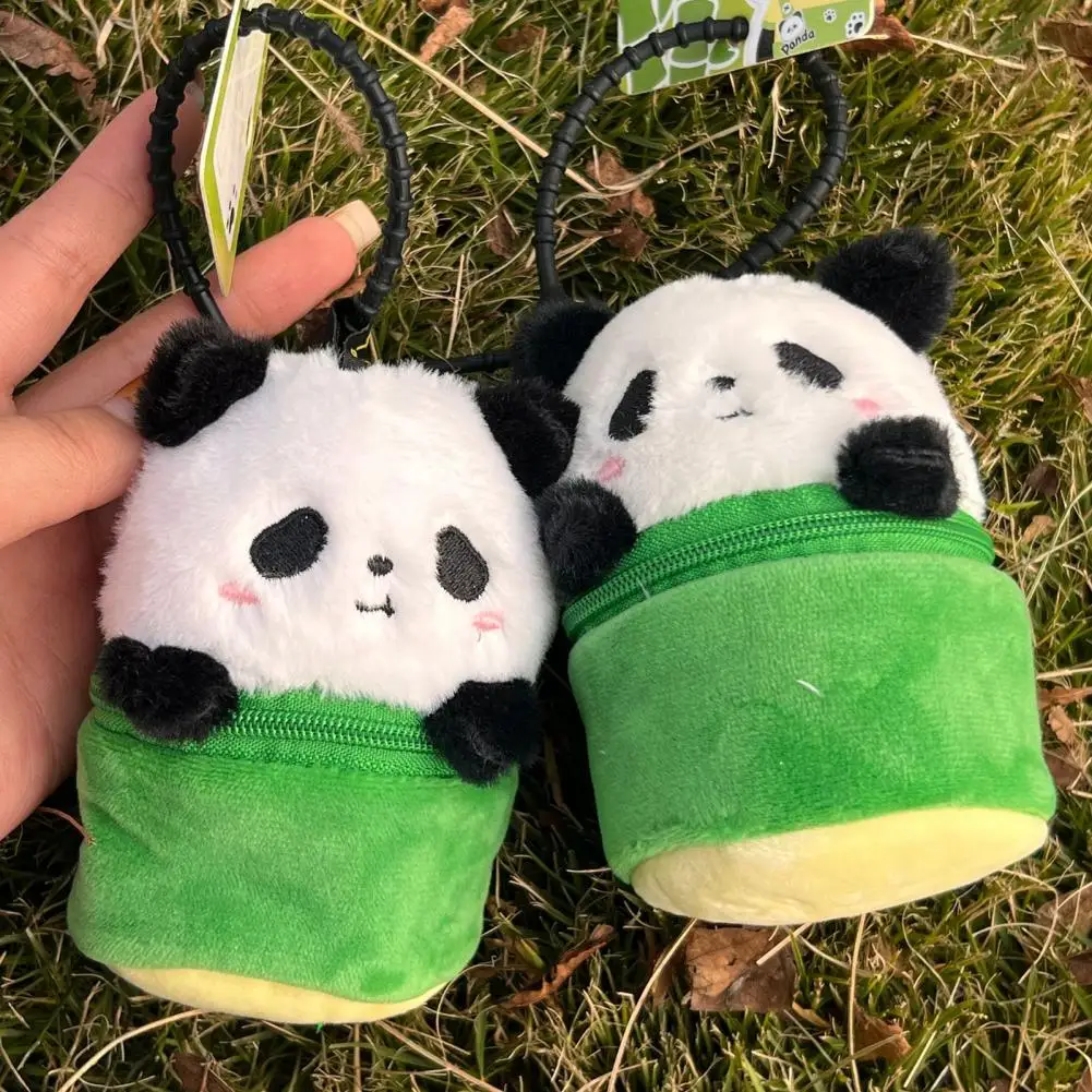 Tasche Panda Plüsch niedlichen Panda Plüsch Schlüssel bund Münz geldbörse Combo weiche Stofftier Puppe Ornament für Rucksack oder Tasche Mädchen