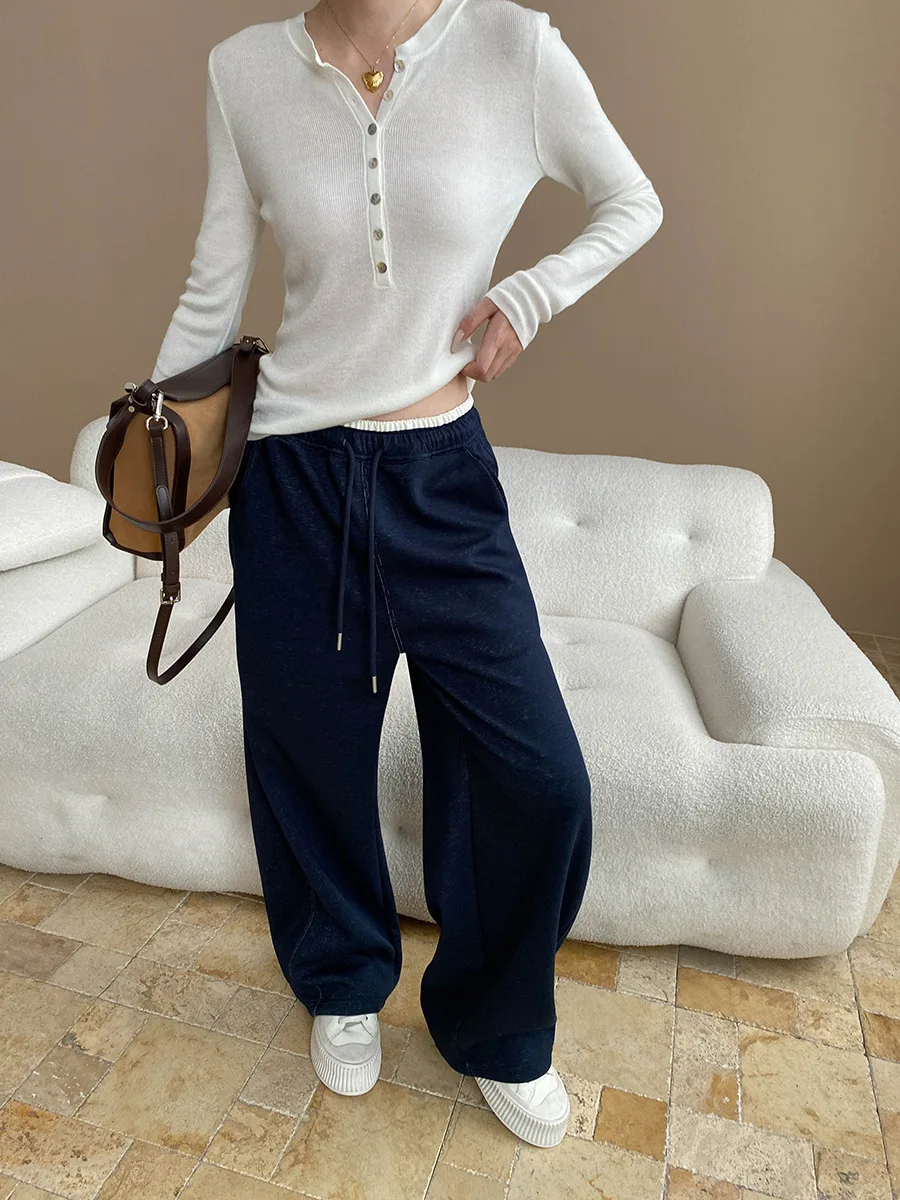 Pant Women Wide Leg Long Pants High Waist Straight Trousers Streetwear Elegant Tracksuit Thick Work Casual Capris Autumn Winter