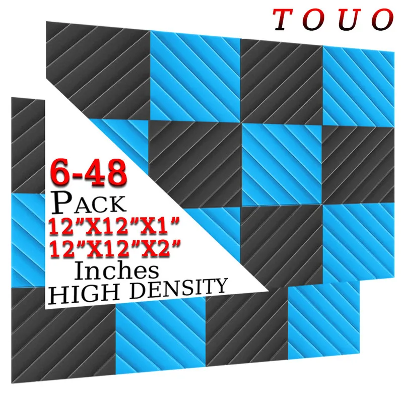 

TOUO Diamond Groove Acoustic Foam 6-48 Pcs Music Studio Soundproof Foams High-Density Sponge Material Offices Acoustic Treatment