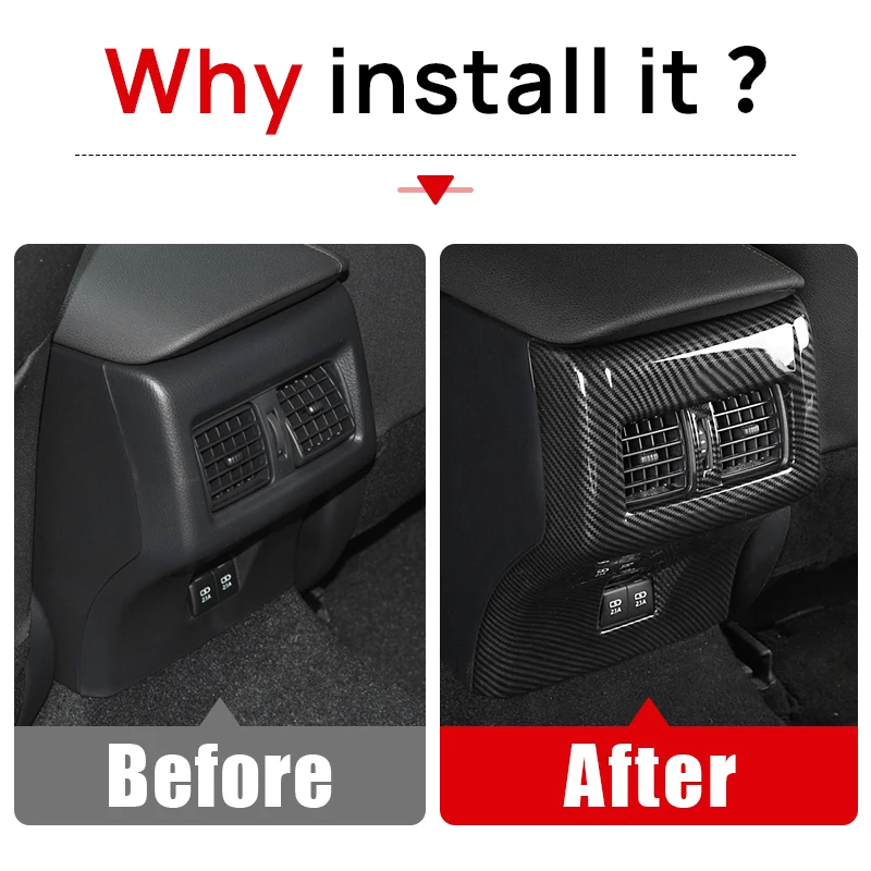 

For Toyota Camry XV70 2018-2020 2021 2022 2023 Interior Armrest Rear Row Middle Anti kick Cover USB Panel Trims Car Accessories