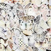 50pcs White Butterfly Sticker Aesthetic Fashion Decal For Phone Luggage Scrapbook Guitar Skateboard Helmet Decorative Sticker