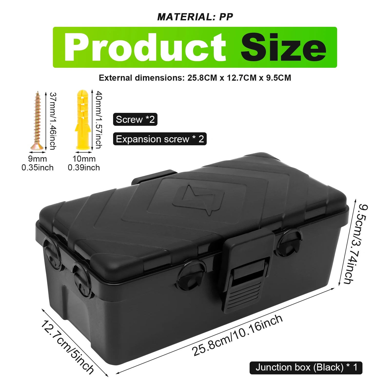 Caixa de conexão elétrica à prova de intempéries 25.8x12.7x9.5cm caixa elétrica externa, capas de cabo de extensão à prova d'água para cabos de tomada