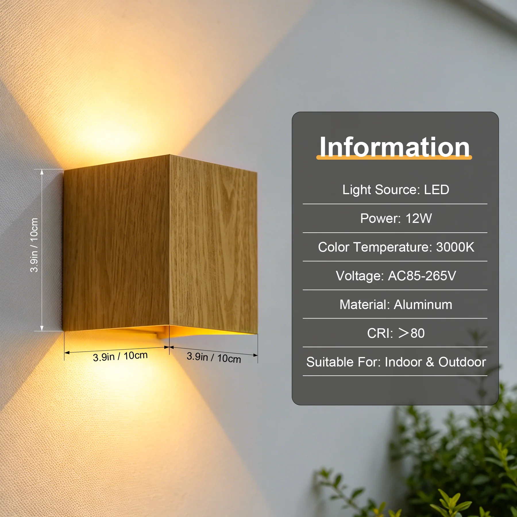 Garden Outdoor Waterproof Wall Light 85-265V Wood Grain Color Wall Lamp Outdoor Porch Light For Backyard Doorway Home Decoration