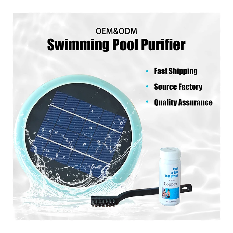 Portable Solar Water Purifier with Night Illuminating Feature Copper Ionizer for Pool Cleaning Accessory Tool