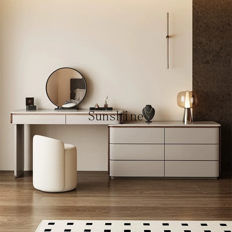 

Solid wood light luxury bedroom modern simple makeup table, integrated storage chest at the corner of the bed