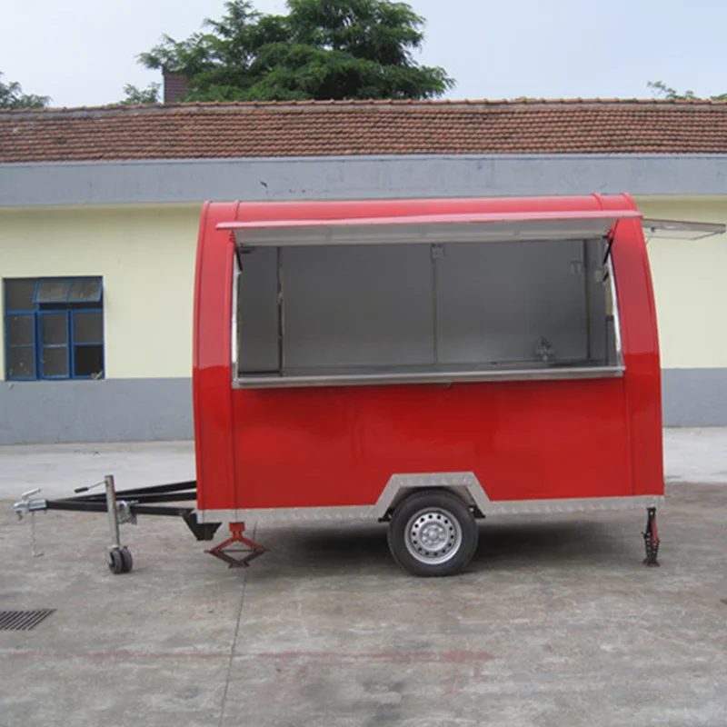 Direct factory price 290cm longs with 2 wheels  fast food trailer mobile truck and food trolley cart