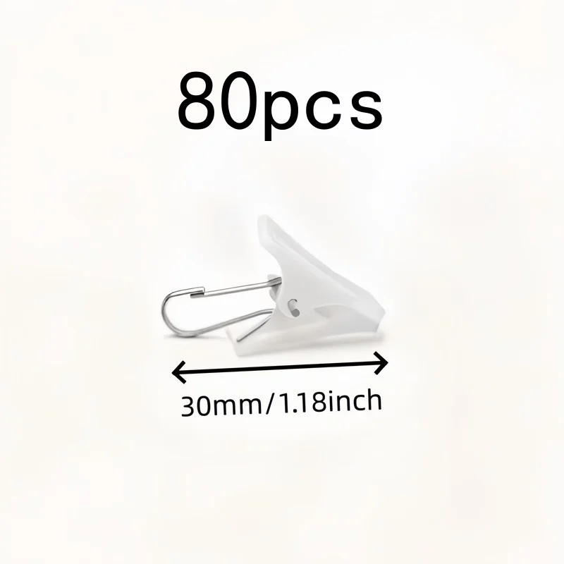 80 pcs White Clips, Durable and Non-slip, Perfect for Hanging Curtains, Displaying Photos and Organizing Socks