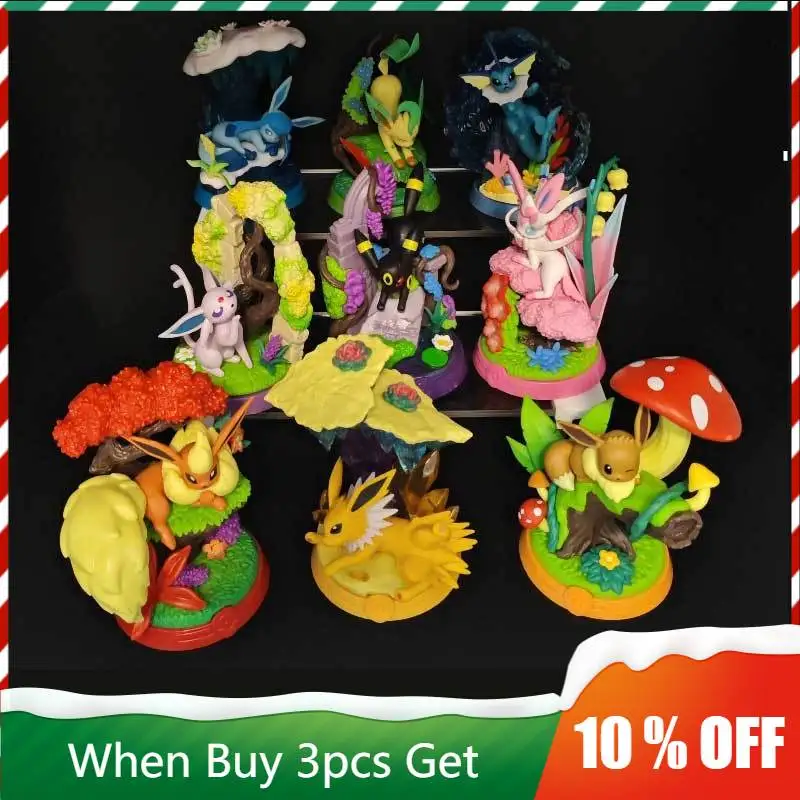 

New Vaporeon Figure Ornament Anime Peripherals Jolteon Figurine Merchandise Flareon Tabletop Decorations Collection Toys Gifts