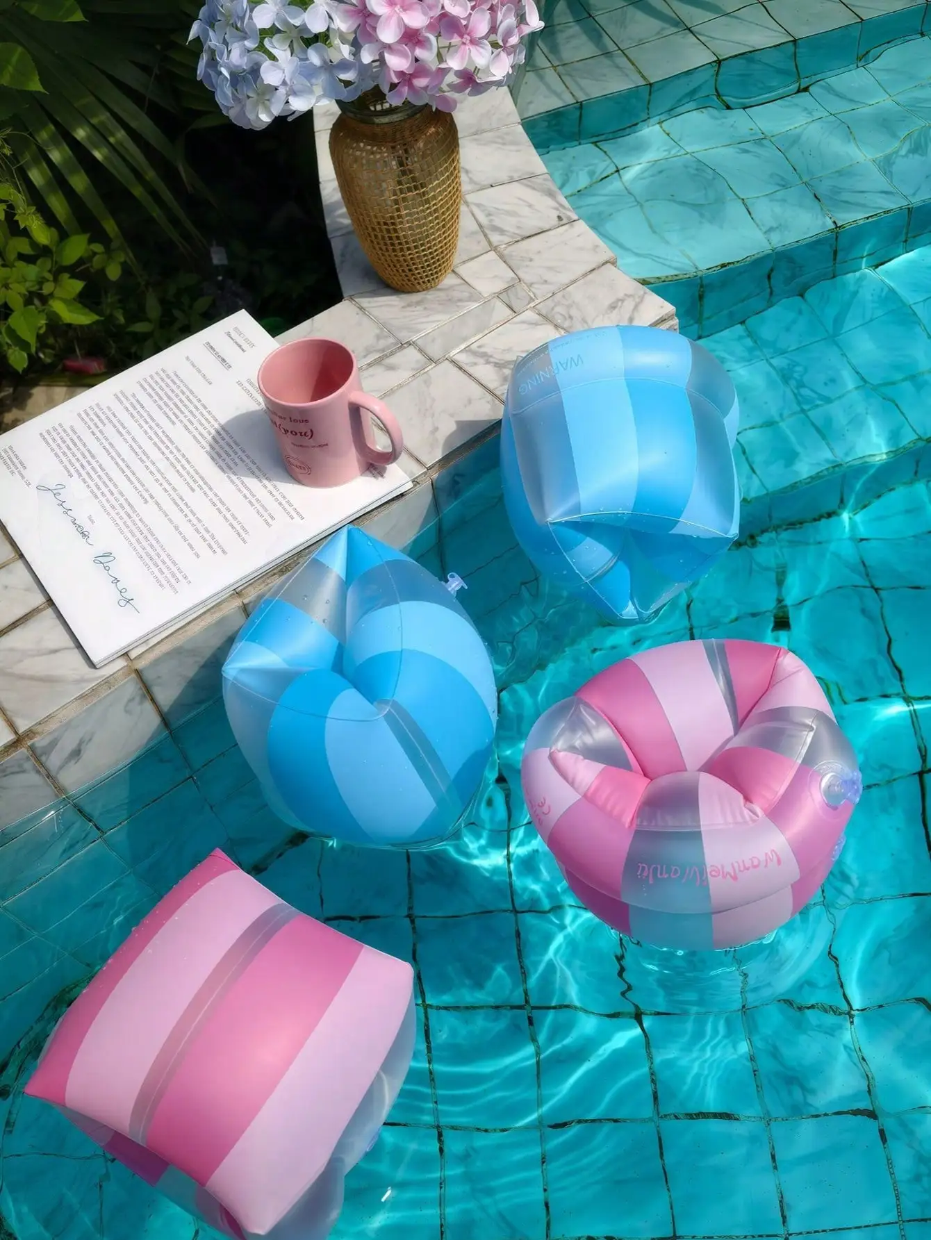 1pcs PVC Inflatable Arm Floats & Swim Rings, Adult Buoyancy for Summer Pool & Beach