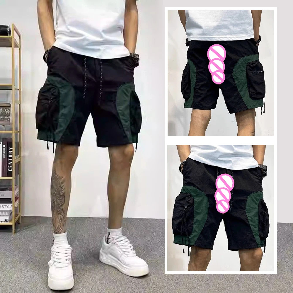 Summer Menswear Workwear Shorts Invisible Open Crotch Outdoor Sex Casual Sports Pants Erotic Quick-Drying Beach Shorts