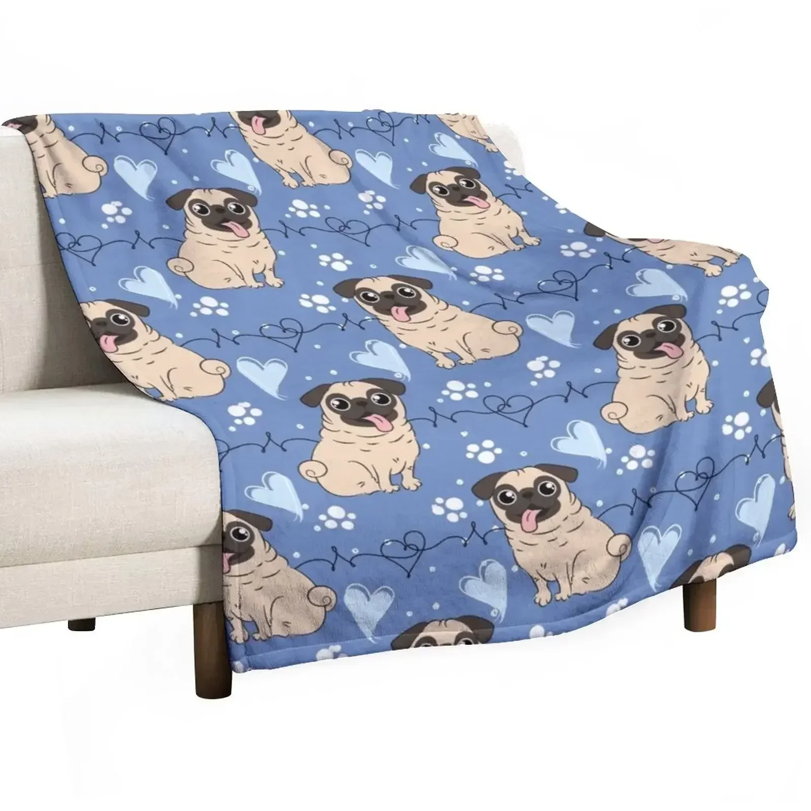 

LOVE Fawn Pug Throw Blanket Sofa Throw Bed covers Single Blankets