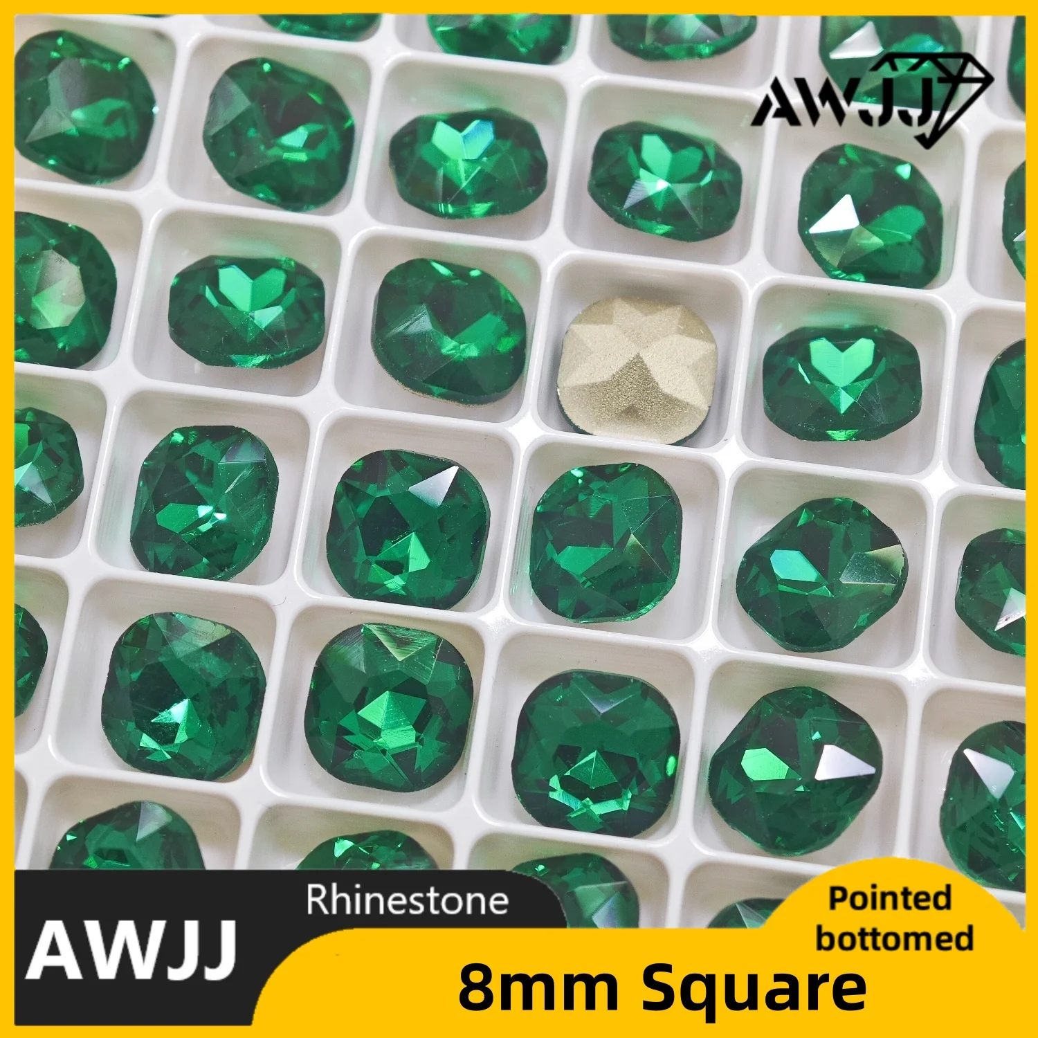 Gemas decorativas con fondo puntiagudo en forma de mariposa y corazón de gota verde intenso utilizadas para pendientes, collares, accesorios de joyería para uñas