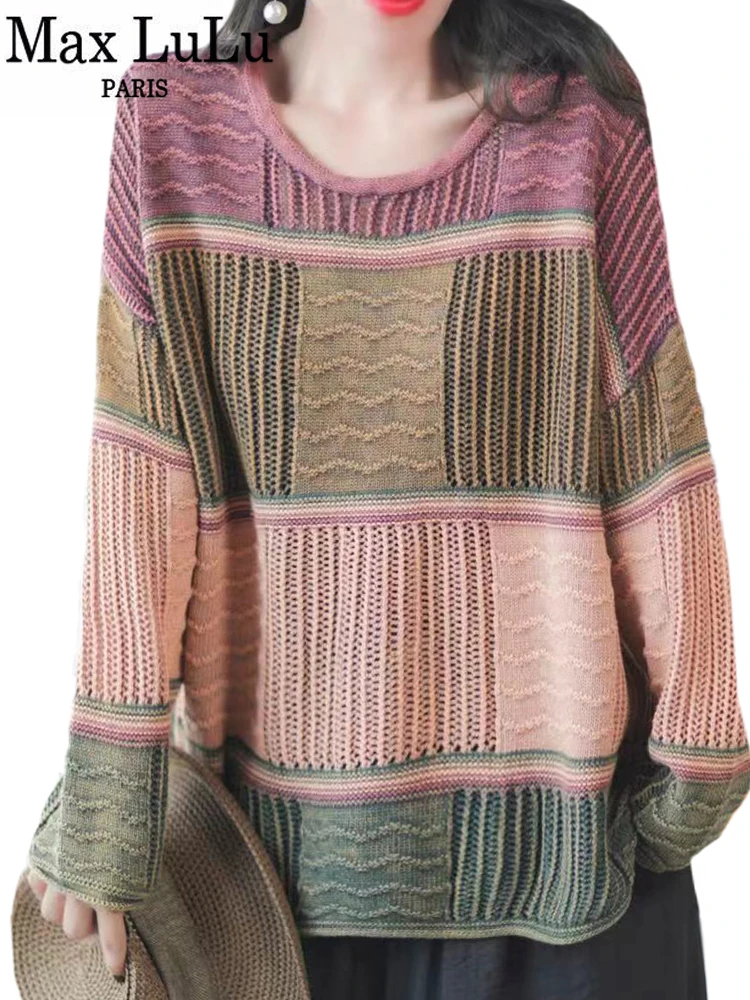 

Max LuLu 2023 Winter Luxury Knitted Pullover Womens Fashion Loose Striped Big Size Sweaters Ladies Casual Elegant Warm Jumpers