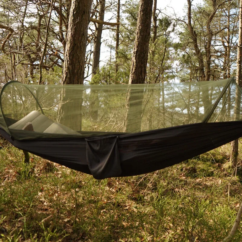 Camping Hammock with Mosquito Net Pop-Up Light Portable Outdoor Parachute Hammocks Swing Sleeping Hammock Camping Stuff