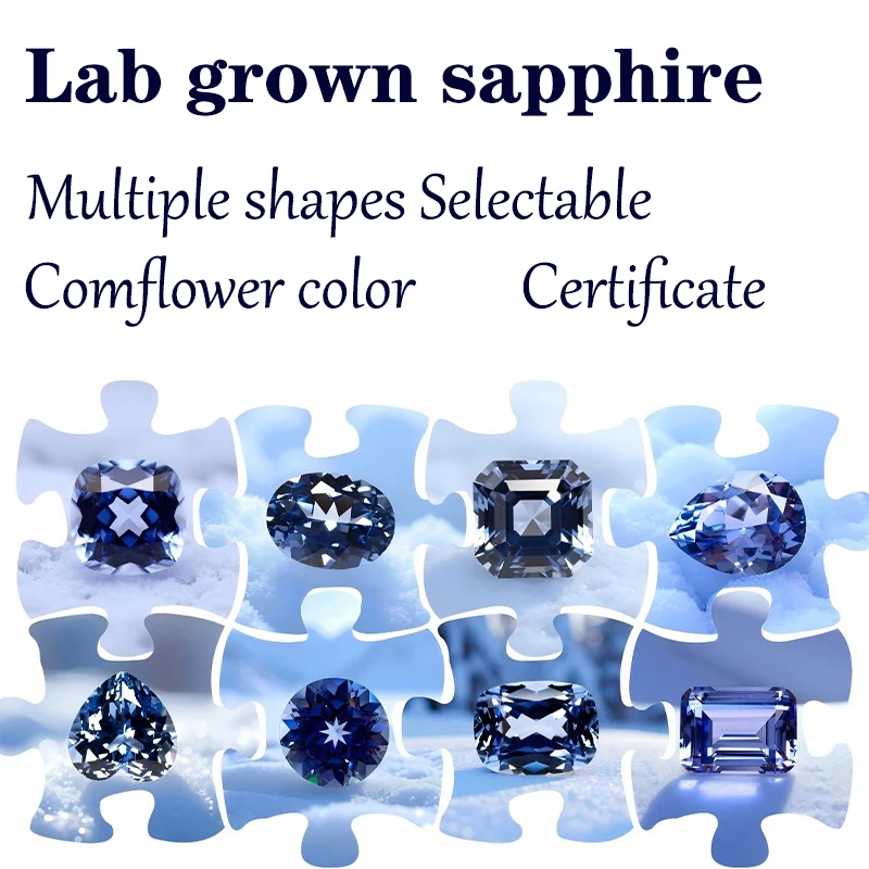 

Sapphire Cornflower Color Lab Grown Gemstone DIY Advanced Jewelry Making Materials with Certificate Multiple Shapes Selectable