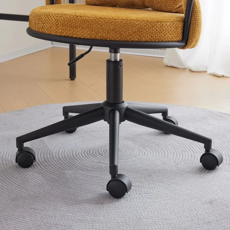 Beige liftable silent rotating cream style makeup chair, small apartment desk chair light luxury Nordic