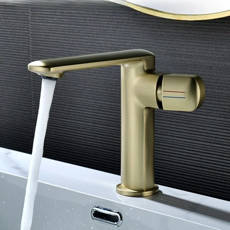 Luxury bathroom cabinet,brushed gold yellow brass, bathroom washbasin, faucet with hot and cold water mixing function