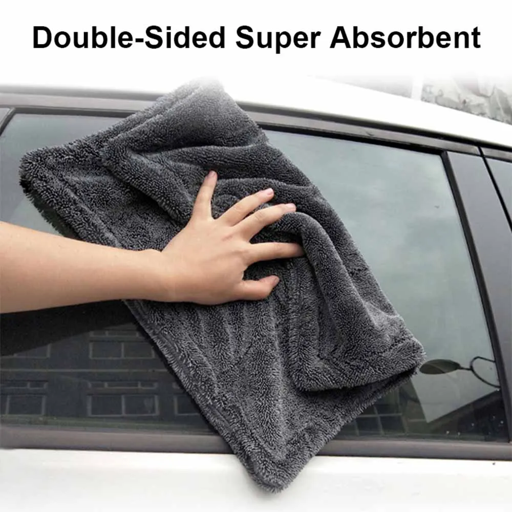 Car Twist Pile Microfiber Towel 1200GSM Cleaning Super Absorbent Drying Cloth Double Sided Twisted For Car Home Wash Detailing