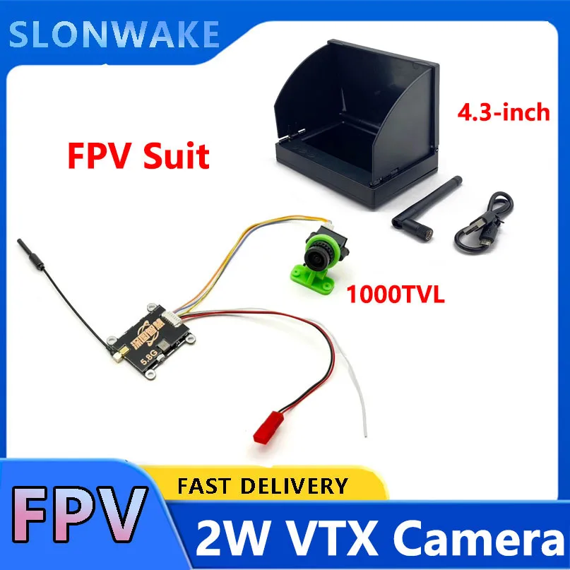 SLONWAKE 5.8G 2000mW transmitter VTX CMOS 1000TVL Camera  FPV 4.3 inch monitor 56CH FPV Camera Freestyle Drone Quadcopter Model