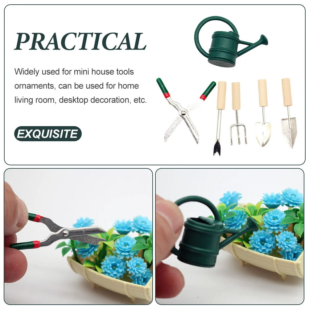 

1 Set Miniature Gardening Tools Simulated Garden Accessories For House Tiny Watering Can Micro Landscape Props Kids Educational