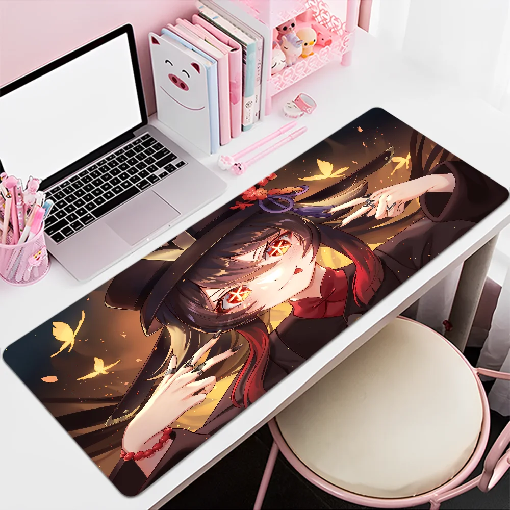 Genshin Impact 80x30cm XL Lockedge Thickened Mouse Pad Oversized Gaming Keyboard Notebook Table Mat For Teen Girls Bedroom