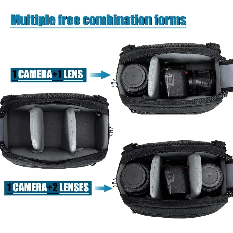 Waterproof One-Shoulder Sling Bag for DSLR SLR Camera Lens Waist Bags for Outdoor Photography Hiking Travel Portable Handbag view 2