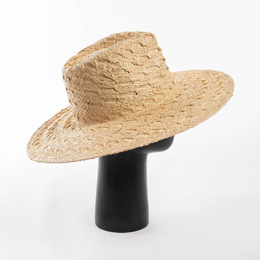 USPOP New Fashion Natural Straw Sun Hats Chic Spring-Summer Hand-Woven Raffia Wide Brim Straw Hat for Beach